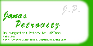 janos petrovitz business card